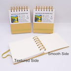 Mini Watercolor Paper Pads, 4x4, 3Pack, Kraft Hardcover Sketch Books, 140lb/300gsm Heavyweight Cotton Paper, Spiral Bound, Cold Pressed, Dual-Sided(Smooth&Texture),Painting Paper for Artists Students
