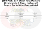 (100 Pack) Soft Stitch Ring Markers, Orange & White (Large Size for Needle Sizes 17-35, Includes 2 Colors, for Knitting/Crochet/etc)