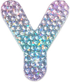 StickerBeans® Rhinestone Alphabet Letter Sticker Y - Unique Sparkly Design 2” x 2” Cut-to-Shape Adhesive - Personalization, Collecting, Gifting, Scrapbooking, Decorating Laptops, Phone Cases, All Ages
