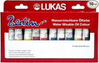 Lukas Berlin Pro Artists Water Mixable Oil Paint Set of 10 (20mL) Selection Set of 10-20 ml Tubes, Water Soluble, Lightfast Pigments, Quick Drying, Easy Clean-Up, Eco-Friendly, Professional Quality