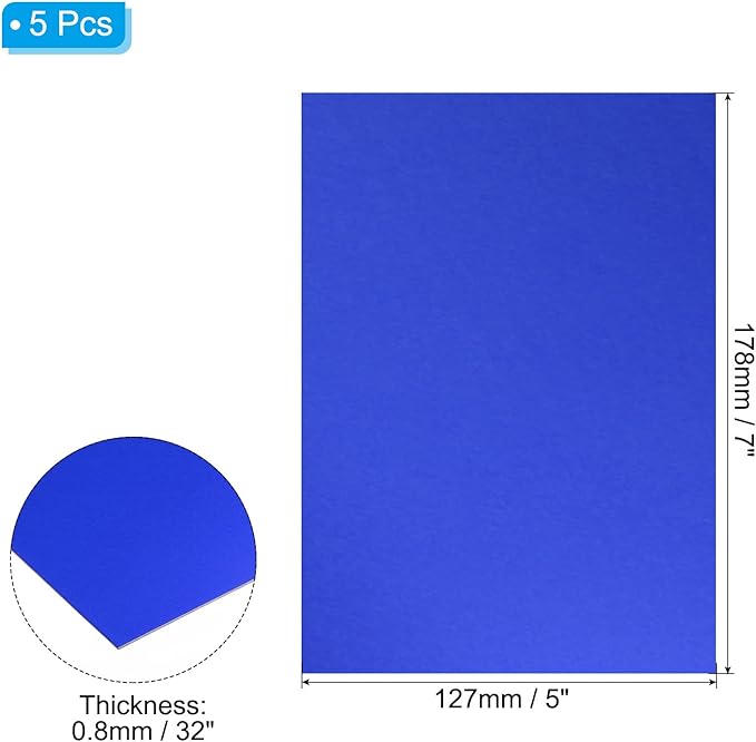 PATIKIL 7x5x1/32inch Anodized Aluminum Sheet, 5Pcs Metal Rectangle Aluminum Plate 0.8mm Thick Engraving Blanks for Laser Engraving DIY Decorative Crafting Home Decoration, Blue
