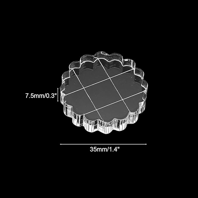 PATIKIL 1.4" Acrylic Stamp Block, 6Pcs Clear Stamping Block with Grid Lines Decorative Mounting Blocks Round for Scrapbooking DIY Crafts Card Making