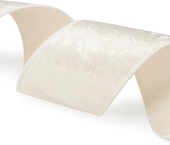 Ivory Velvet Ribbon 2.5 Inch x 10 Yards for Christmas Tree Topper Home Decoration Wreath Gift Wrapping DIY Craft