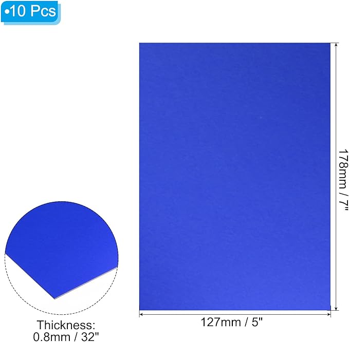PATIKIL 7x5x1/32inch Anodized Aluminum Sheet, 10Pcs Metal Rectangle Aluminum Plate 0.8mm Thick Engraving Blanks for Laser Engraving DIY Decorative Crafting Home Decoration, Blue