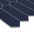 SUNWINGS Backsplash Tile for Kitchen Peel and Stick, Stone Composite Self Adhesive Tiles Long Hexagon Mosaic Wall Tile for Kitchen, 12 Inch x 11.22 Inch 10 Sheets Navy Blue