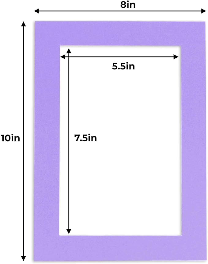 6x8 Mat for 8x10 Frame - Precut Mat Board Acid-Free Light Purple 6x8 Photo Matte Made to Fit a 8x10 Picture Frame, Premium Matboard for Family Photos, Show Kits, Art, Picture Framing, Pack of 1 Mat