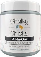 Chalky Chicks All-in-One Chalk Paint for Furniture or Cabinet - 4 Fl Oz - Matte Finish Overcast (Blue Gray) for Metal, Wood Furniture Paint - No Sanding All-in-One for Home Decor & Crafts, USA Made