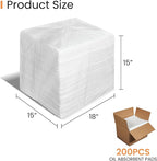 Smaafit 15"x18" Oil Absorbent Pads 200 Pack - Heavyweight Polypropylene Mats for Garage Floor & Marine, 24oz/Pad, 30 Gal Total, Tear-Resistant, Floatable