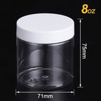 Chuangchou Empty Clear Plastic Storage Favor Jars Wide-mouth Plastic Containers with White Lids (12 Pack) for Beauty Products, DIY Making or Others (8 oz)