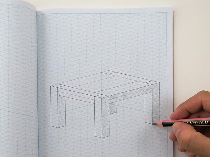 KOALA TOOLS | Isometric Graph Paper Notebook (1 Unit) | 7.5" x 9.75", 60 pp. - Kraft Cover Isometric Grid Drawing Pads - Suitable for Industrial, Architectural, Interior Design