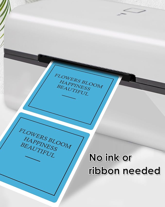 iEager Blue Square Thermal Label Stickers, 2"x2" Self-Adhesive Square Direct Thermal Labels with Perforation Line, 500 Sheets/Roll