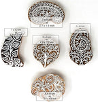 Handcarved Wooden Block Stamp for Printing Scrapbooking/Wooden Stamps for Project Designing/Fabric Textile/Clay/Pottery Craft/Tattoo | Set of 5 | Hashcart®