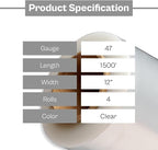 PSBM High Performance Pallet Stretch Wrap, 4 Pack Plastic Moving Wrap in 12 Inch x 1500 Feet, 47 Gauge, Clear Packing wrap for Moving, Ideal for Furniture Wrapping for Moving Purposes