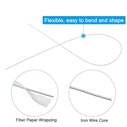 PATIKIL 22 Gauge 16" Floral Stem Wire, 100 Pcs Paper Wrapped Iron Artificial Flower Stem Accessories for DIY Bouquet Stem and Craft Decoration, White