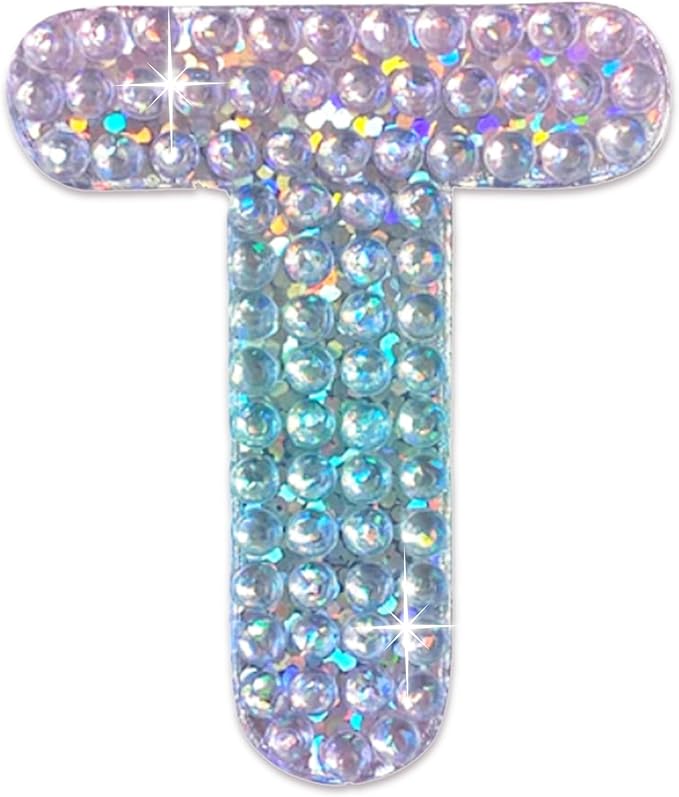 StickerBeans® Rhinestone Alphabet Letter Sticker T - Unique Sparkly Design 2” x 2” Cut-to-Shape Adhesive - Personalization, Collecting, Gifting, Scrapbooking, Decorating Laptops, Phone Cases, All Ages