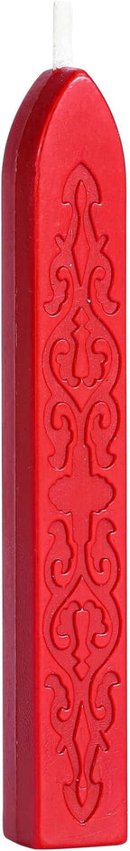 Yoption 5Pcs Sealing Wax Sticks, Vintage Totem Fire Manuscript Bright Red Wax Seal Sticks with Wicks, Sealing Wax for Wax Seal Stamp