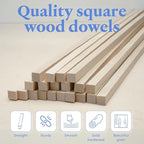 Wood Square Dowel Rods 3/16-inch x 36 Pack of 250 Wooden Craft Sticks for Crafts and Woodworking by Woodpeckers