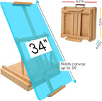 MEEDEN Studio Sketchbox Table Easel with Metal Lined Drawer - Adjustable Solid Beech Wood Tabletop Easel & Sketchbox Artist Easel with Storage, for Studio or Plein Air - Holds canvases up to 34" high