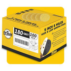 100PCS 5 Inch 180 Grit 125mm 8 Hole Sanding Discs Sandpaper - Premium Gold Round Hook and Loop for Random Orbital Sander - Ideal for Wood, Metal, Automotive