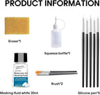 Watercolor Masking Fluid, Liquid Masking for Painting Watercolor Accessories with Silicone Pen Cleaning Brush Retouching and Covering for Painting and Various Art Projects Supplies,White 30ml