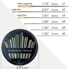 Premium 30/60 Pack Sewing Needles for Hand Sewing Repair with 2 Threaders, 6 Sizes Assorted Large Eye Stitching Needles for Embroidery and Handsewing