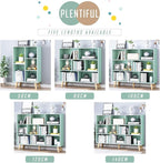 IOTXY Wooden Open Shelf Bookcase - 3-Tier Floor Standing Display Cabinet Rack with Legs, 8 Cubes Bookshelf, Tiffany-Green