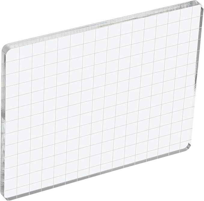 PATIKIL 6" x 5" Acrylic Stamp Block, Clear Stamping Block with Grid Lines Decorative Mounting Blocks Square for Scrapbooking DIY Crafts Card Making