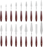 18 Piece Painting Knives Stainless Steel Spatula Palette Knife Professional Palette Knife Painting Wood Handle Oil Painting Accessories Color Mixing Set for Oil Canvas Acrylic Painting