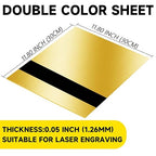 5PCS Laser Engraving Double Color ABS Plastic Sheet,Two-Tone Laserable Engraving Plastic Sheets for Name Badge,Office Label,Laser Artistic Product,Size 11.73" x 11.73",Brushed Golden/Black