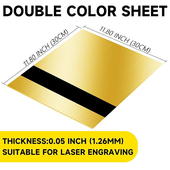 5PCS Laser Engraving Double Color ABS Plastic Sheet,Two-Tone Laserable Engraving Plastic Sheets for Name Badge,Office Label,Laser Artistic Product,Size 11.73" x 11.73",Brushed Combo
