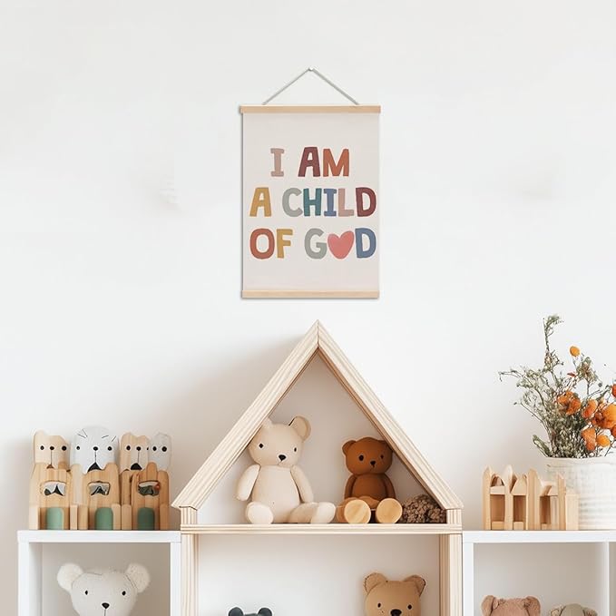 Christian Decor Boho Poster Hanger, Jesus Religious Wall Decor, Christian Gifts Bible Verse Spiritual Gifts Wall Art Wall Hanging Banner Farmhouse Church Bedroom Playroom Living Room Decor