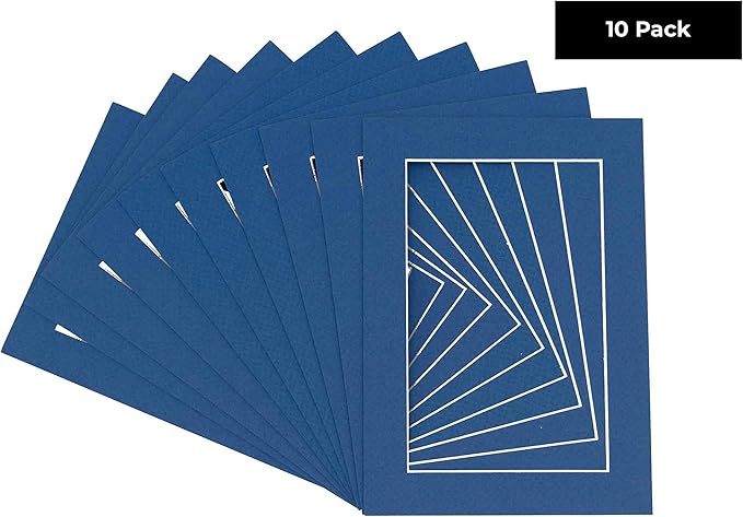 5x7 Mat for 8.5x11 Frame - Precut Mat Board Acid-Free Show Kit with Backing Board, and Clear Bags Royal Blue 5x7 Photo Matte Made to Fit a 8.5x11 Picture Frame Matboard for Framing, Pack of 10 Mats