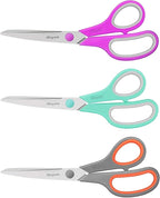 8 '' Multipurpose Heavy Duty Scissors Bulk 24-Pack, 2.5mm Thickness Ultra Sharp Blade Shears with Comfort-Grip Handles for Household School Office Supplies, Right/Left Hand Tools