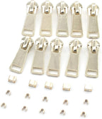 Leekayer #5 Metal Zippers Roll Bulk 2 Yards Black Zipper by The Yards with 10 pcs Sliders Light Gold Teeth Zipper for Sewing Bag Craft Backpack, Wallets, Purses Handmade