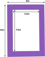 6x8 Mat for 8x10 Frame - Precut Mat Board Acid-Free Show Kit with Backing Board, and Clear Bags Purple 6x8 Photo Matte Made to Fit a 8x10 Picture Frame Matboard for Framing, Pack of 100 Mats
