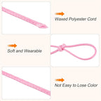 MECCANIXITY Waxed Cord 1mm Waxed Polyester Cord 175 Yard Wax String for Bracelet Making,Necklaces, Beading,Jewelry Making and DIY Crafts(Pink)