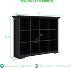Cube Storage Bookcase with Base - Wooden 3 Tiers Floor Standing Open Shelf Cabinet for Home and Office, 12-Cube Lattice Bookshelf, Black