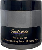 3D Sculpture Painting Paste|Texture Paste|Decorative Plaster|Ready to Use|Unique Colors|Ideal for Artwork|Stencil|Flowers|Texture|Art Relief|New Formula| 6 oz (Metallic Gray)