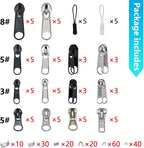 252Pcs Zipper Repair Kit, Zipper Replacement Zipper Pulls, Zipper Fix Replacement Zipper Slider Set with Installation Pliers for Jacket Backpack Luggage Sleeping Bag #3#5#8 Silver and Black