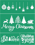 JAJADO JAAJDO Merry Christmas Silk Screen Transfers Christmas Tree Silk Screen Stencils Xmas Bell Ornaments Screen Printing Stencils for Christmas Party Decorations, Coffee Shop, Office, School, Home
