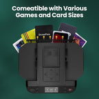 Automatic Card Shuffler and Dealer 2-in-1 Machine Set, 1-12 Player, Rotatable 360°, Remote Card Calling, Ultra Quiet, Rechargeable, 12 Remote Controls, 2 Decks of Cards, 1 Poker Table Top