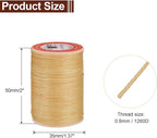 uxcell Round Leather Sewing Waxed Thread, 55m / 60 Yards Wax Polyester String, 0.8mm Waxed Stitching Cord for Leather Crafts, Bookbinding, Bracelets Braided, Pale Cream