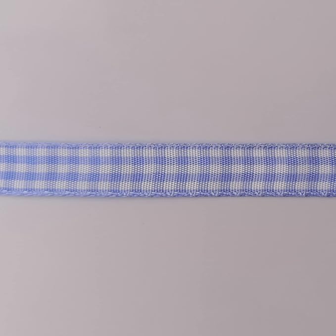 Light Blue Gingham Plaid Checked Ribbon 25 Yard Each Roll 100% Polyester (3/8", Lt.Blue)