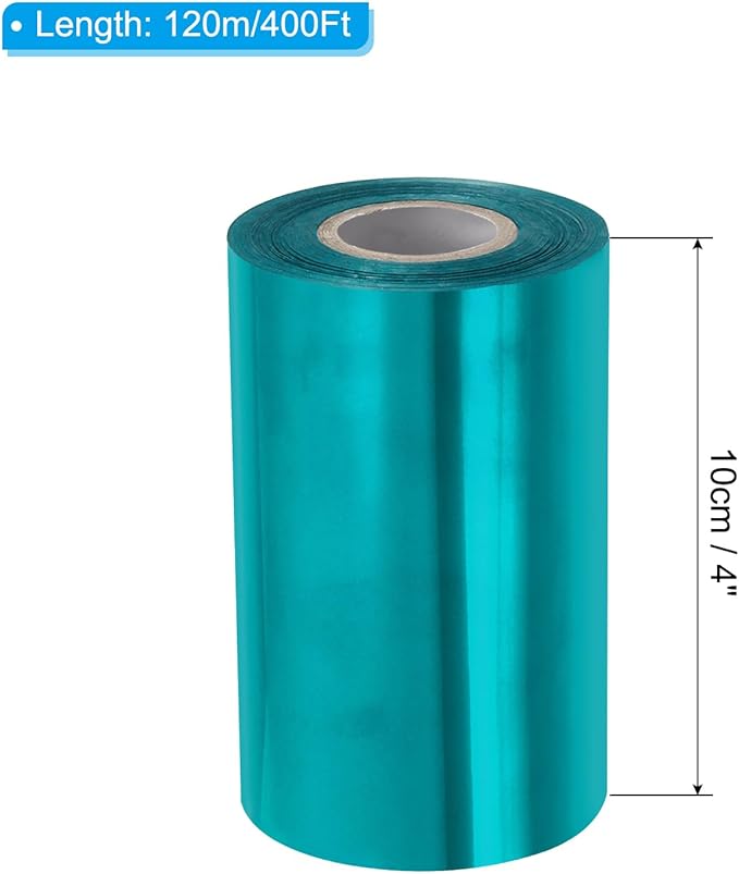 PATIKIL 4"x400Ft Hot Stamping Foil Paper, Heat Transfer Hot Stamping Paper Foil Roll for Leather DIY Logo Decor Craft Gift Package Scrapbook Card, Lake Blue