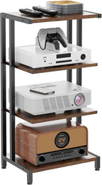 X-cosrack 4-Tier AV Media Stand Corner Shelf Wooden Corner Shelves Component Cabinet Stereo Audio Rack Stand Tower Perfect for DVD Players:Game Console:TV Box:Cable Box:WiFi Router