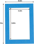 5x7 Mat for 8.5x11 Frame - Precut Mat Board Acid-Free Show Kit with Backing Board, and Clear Bags Bay Blue 5x7 Photo Matte Made to Fit a 8.5x11 Picture Frame Matboard for Framing, Pack of 100 Mats