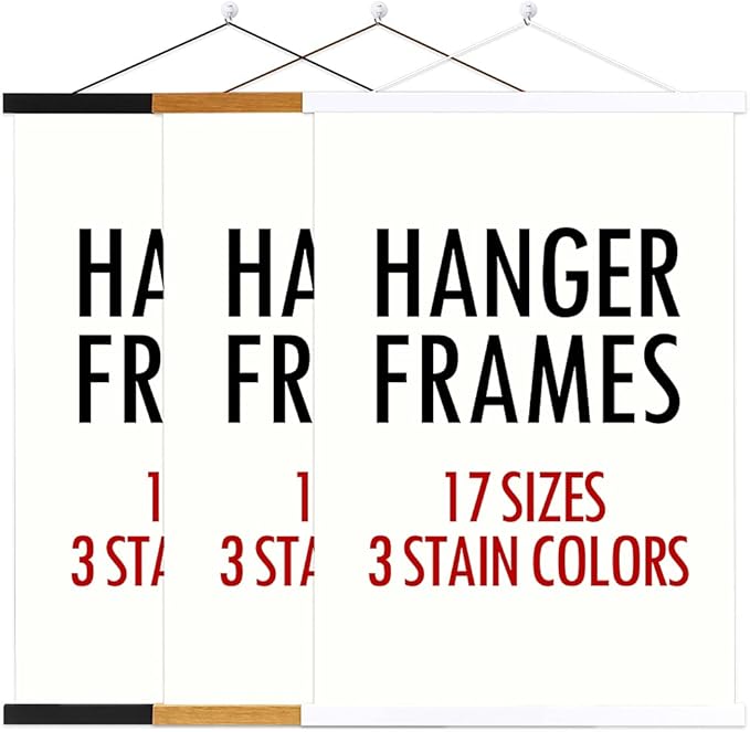 Ywlake Magnetic Poster Hanger, 12x18 12x16 12x24 Poster Frame Wood Wooden Magnet Print Posters Dowel Scroll Hanger Hangers Hanging Kit for Walls Map Canvas Artwork (White, 12")