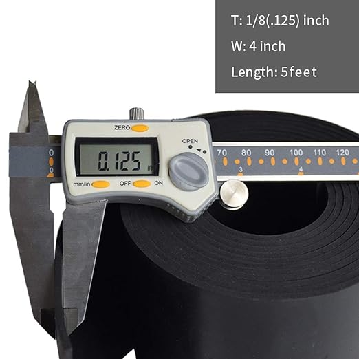 DOBTIM Solid Neoprene Rubber Strips 1/8 (.125)" Thick X 4" Wide X 5' Long, Rubber Strips Use for Gaskets, Sealing, Bumpers, Protection, Abrasion, Warehouse Flooring