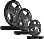 RitFit Olympic Rubber Grip Plates for Barbell, 2-Inch Weight Plates for Weightlifting and Strength Training in Home & Gym, Single, Pair and Sets(2.5/5/10/25/35/45 LB)