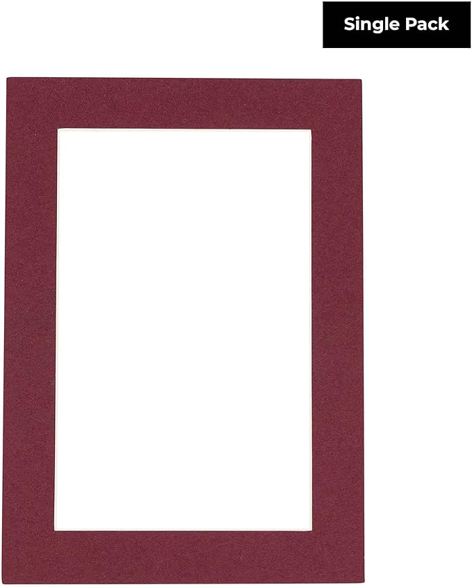6x8 Mat for 8x10 Frame - Precut Mat Board Acid-Free Show Kit with Backing Board, and Clear Bags Maroon 6x8 Photo Matte Made to Fit a 8x10 Picture Frame Matboard for Framing, Pack of 1 Mat